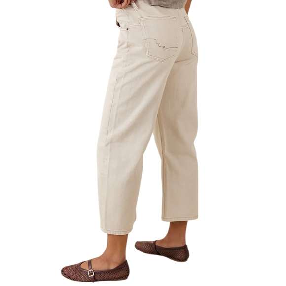 We The Free Jeans Deep Trance Dropped Boyfriend Wide Leg Denim Cream Size 24 - Picture 3 of 14